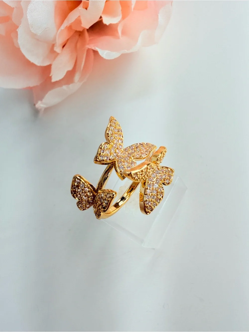 Gold Plate, Butterfly Crystal Ring